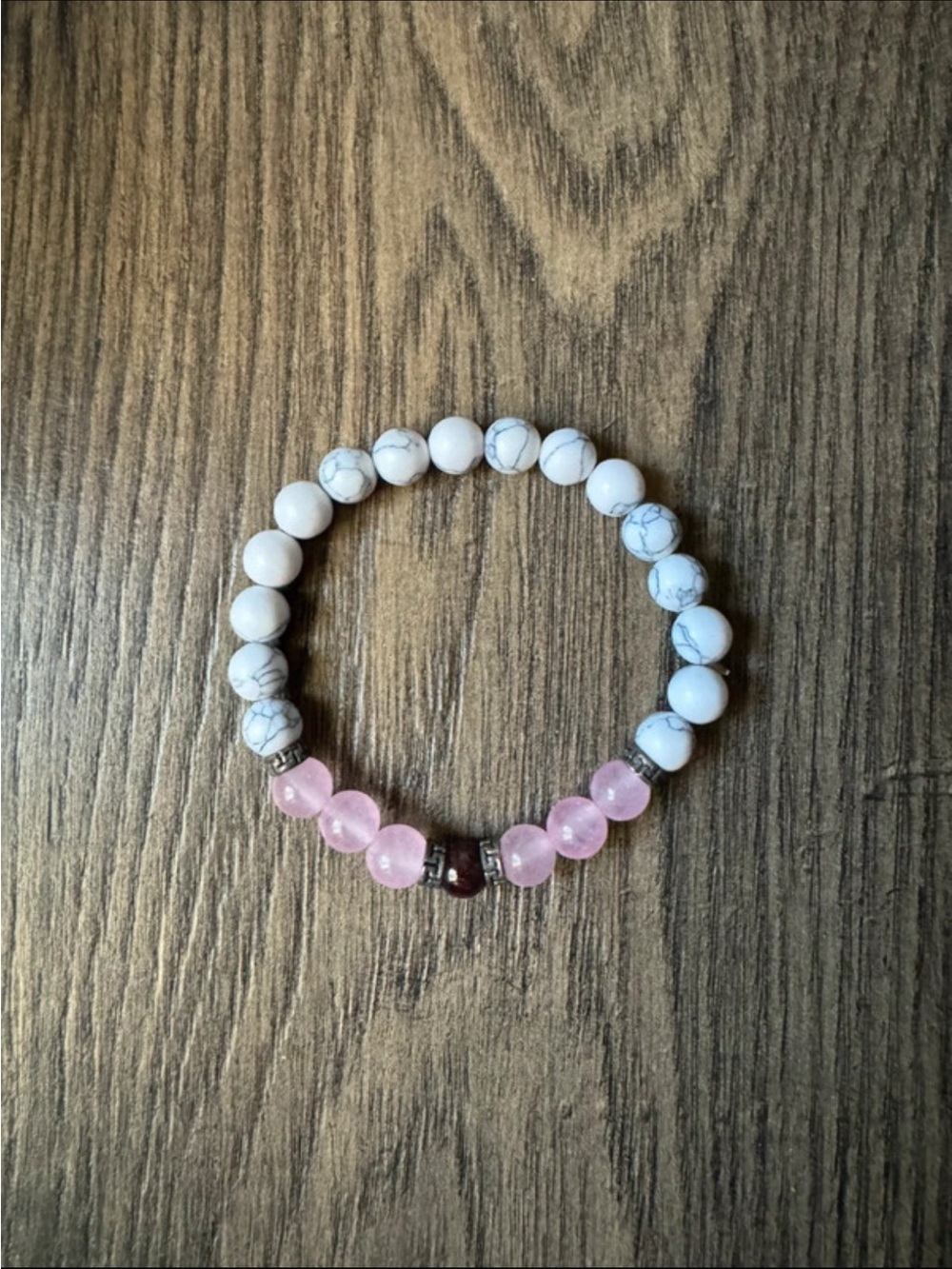 Evolve Mala White Howlite & Rose Quartz Beaded Stretch Bracelet